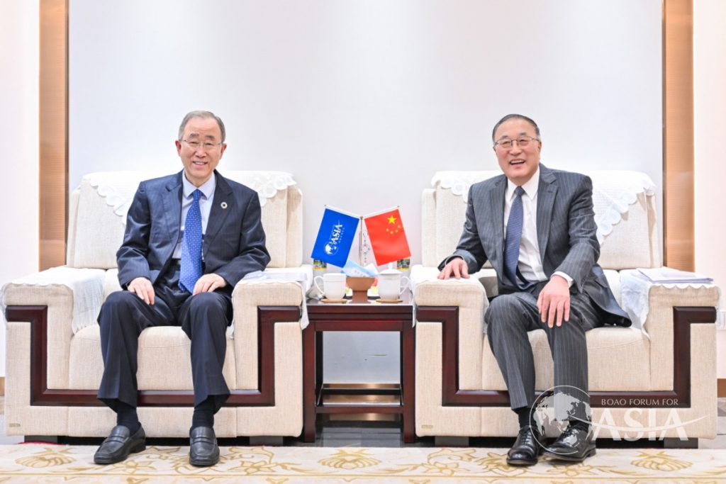 Ban Ki-moon, Chairman of the Boao Forum for Asia (BFA), visits the BFA Secretariat, meets Secretary General Zhang Jun
